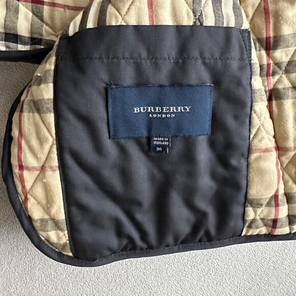 Burberry London Jacket Womens Medium Diamond Quilt Button Nova Check Lined Navy - Picture 4 of 8